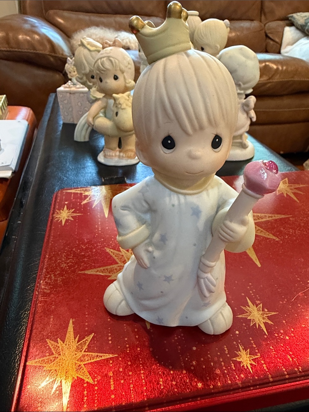 Precious Moments Figurine Prince in Cream with Gold Crown and Pink Scepter